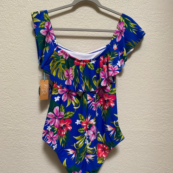Kona Sol Floral Bathing Suit - Picture 2 of 3